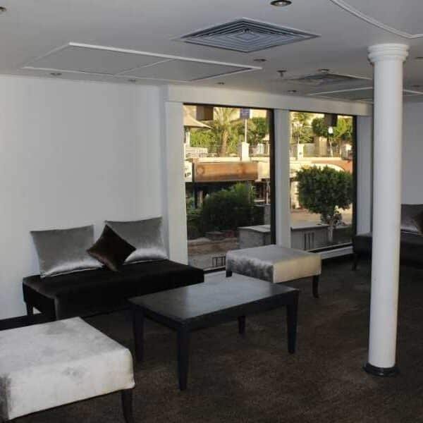 Delfín del Nilo nadando junto a un barco en el río Nilo.