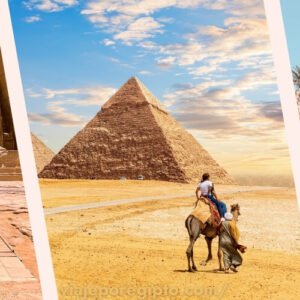Turistas en Egipto explorando yacimientos arqueológicos y aprendiendo sobre su historia.